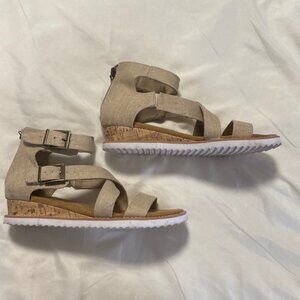Bobs by Sketchers Canvas Gladiator Sandals  6 5